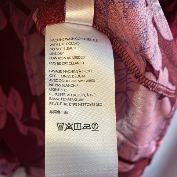 NWT Anthropologie MAEVE Maroon & Pink Floral Blouse. Size Large - Picture 8 of 9